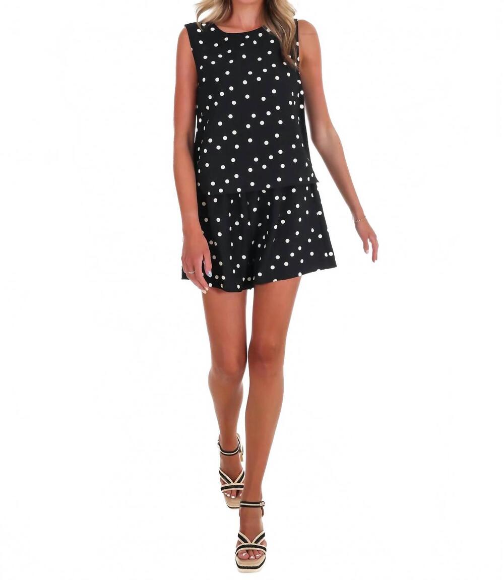 NEW SHE + SKY sweet talk polka dot tank top in black